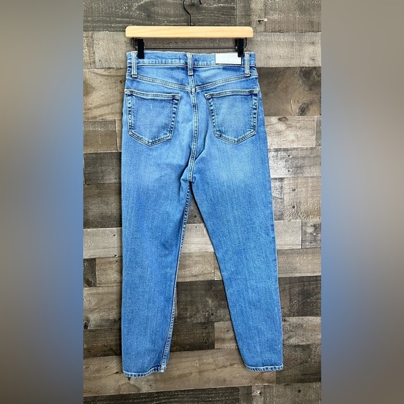 Re/Done Originals High Rise Ankle Crop Jeans in Dusty Blue - Picture 3 of 12